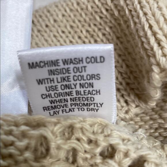 Leo & Nicole Tan Crochet Knit Cardigan - Petite Medium - NWT Orig. $58 - Picture 10 of 10